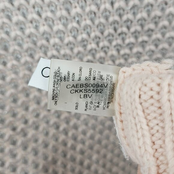 Calvin Klein Scarf Rectangular Pink Metallic Silver Grey Knit Acrylic Multi Wear - Picture 9 of 12